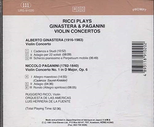 Picture of Ricci plays Ginastera & Paganini Violin Concertos